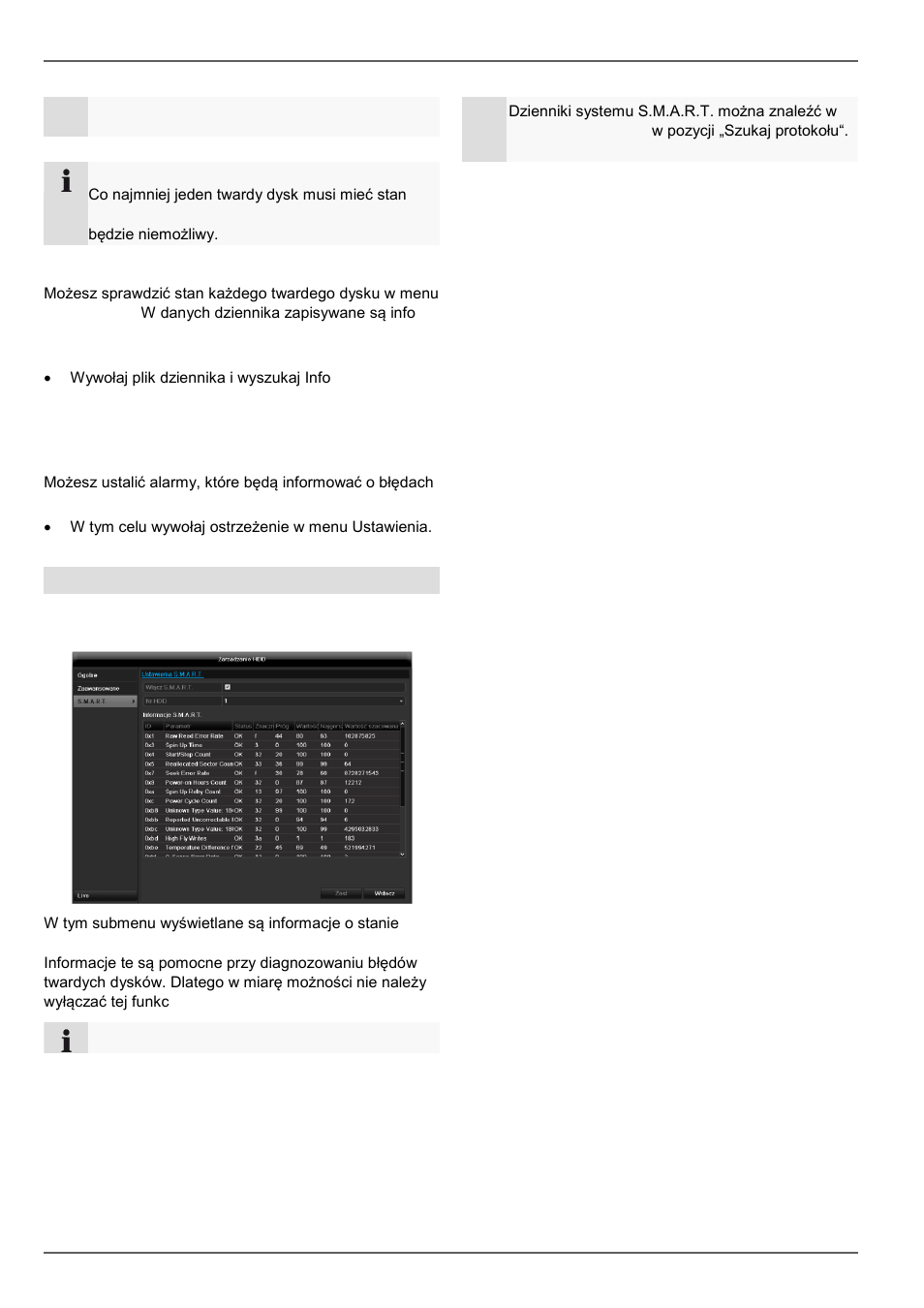 Sprawdzanie stanu twardego dysku, Konfigurowanie alarmów twardego dys- ku | ABUS TVVR60021 User Manual | Page 377 / 394
