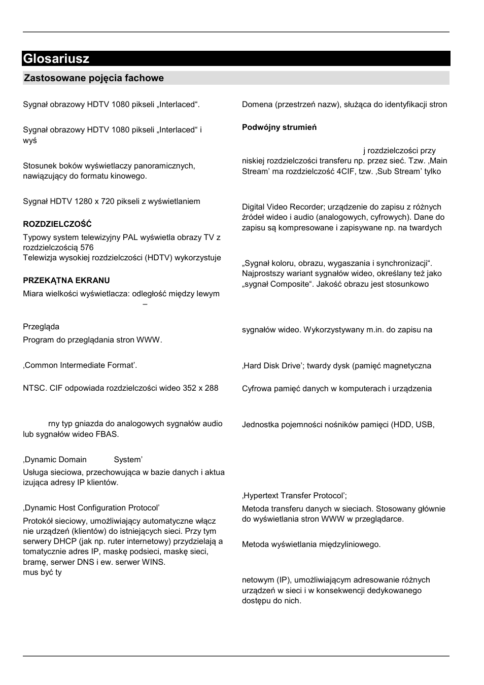 Glosariusz, Zastosowane pojęcia fachowe | ABUS TVVR60021 User Manual | Page 391 / 394