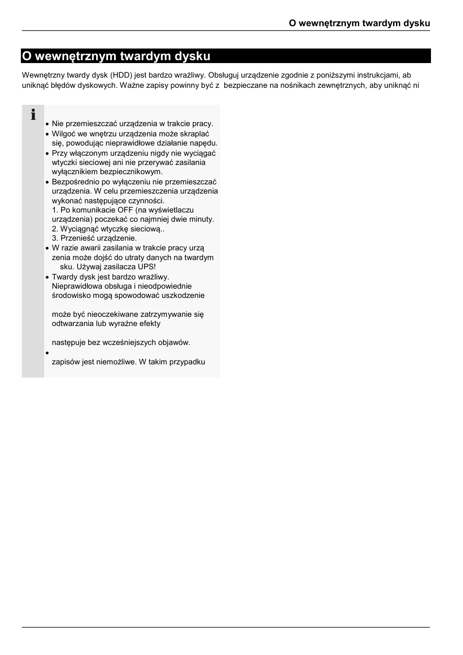 O wewnętrznym twardym dysku | ABUS TVVR60021 User Manual | Page 393 / 394
