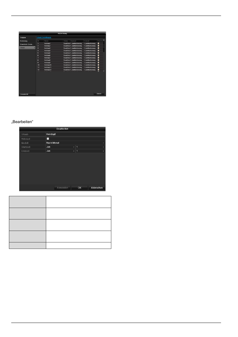 Urlaub, Konfiguration | ABUS TVVR60021 User Manual | Page 46 / 394