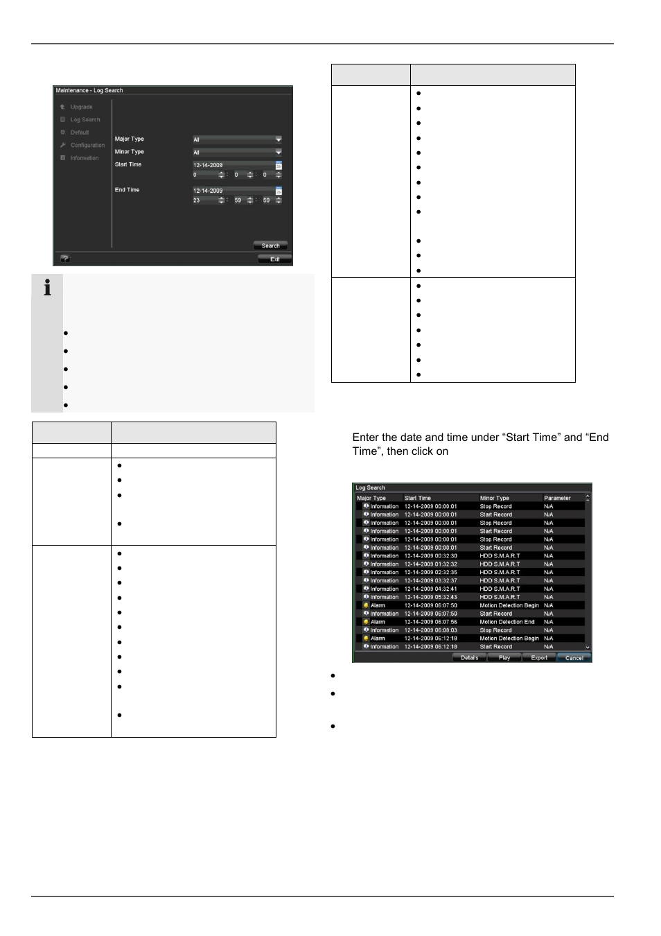 Log search, Device menu | ABUS TVVR20001 User Manual | Page 105 / 313