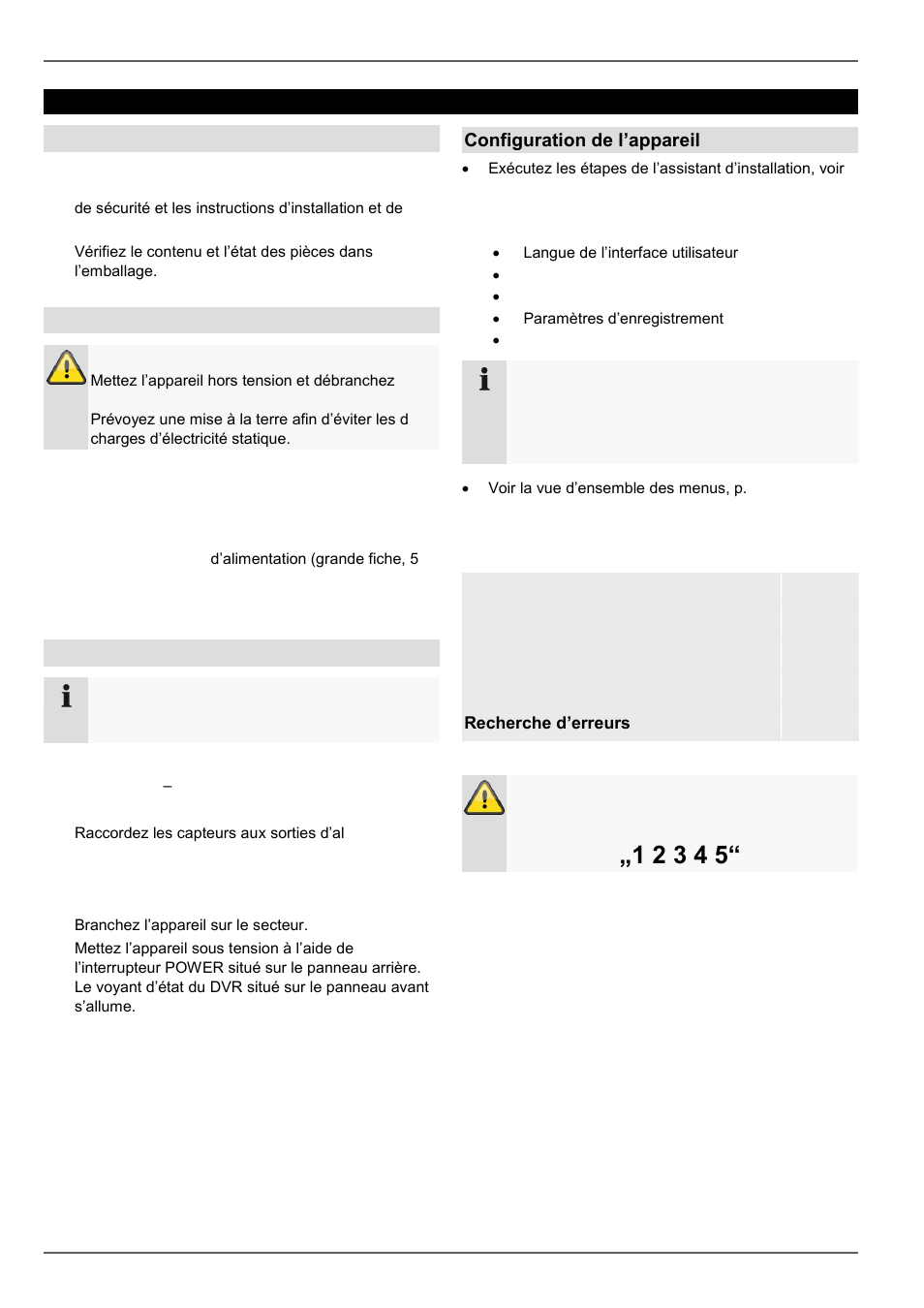 Guide de démarrage rapide, Avant de commencer, Montage du disque dur | Branchements, Configuration de l’appareil | ABUS TVVR20001 User Manual | Page 131 / 313