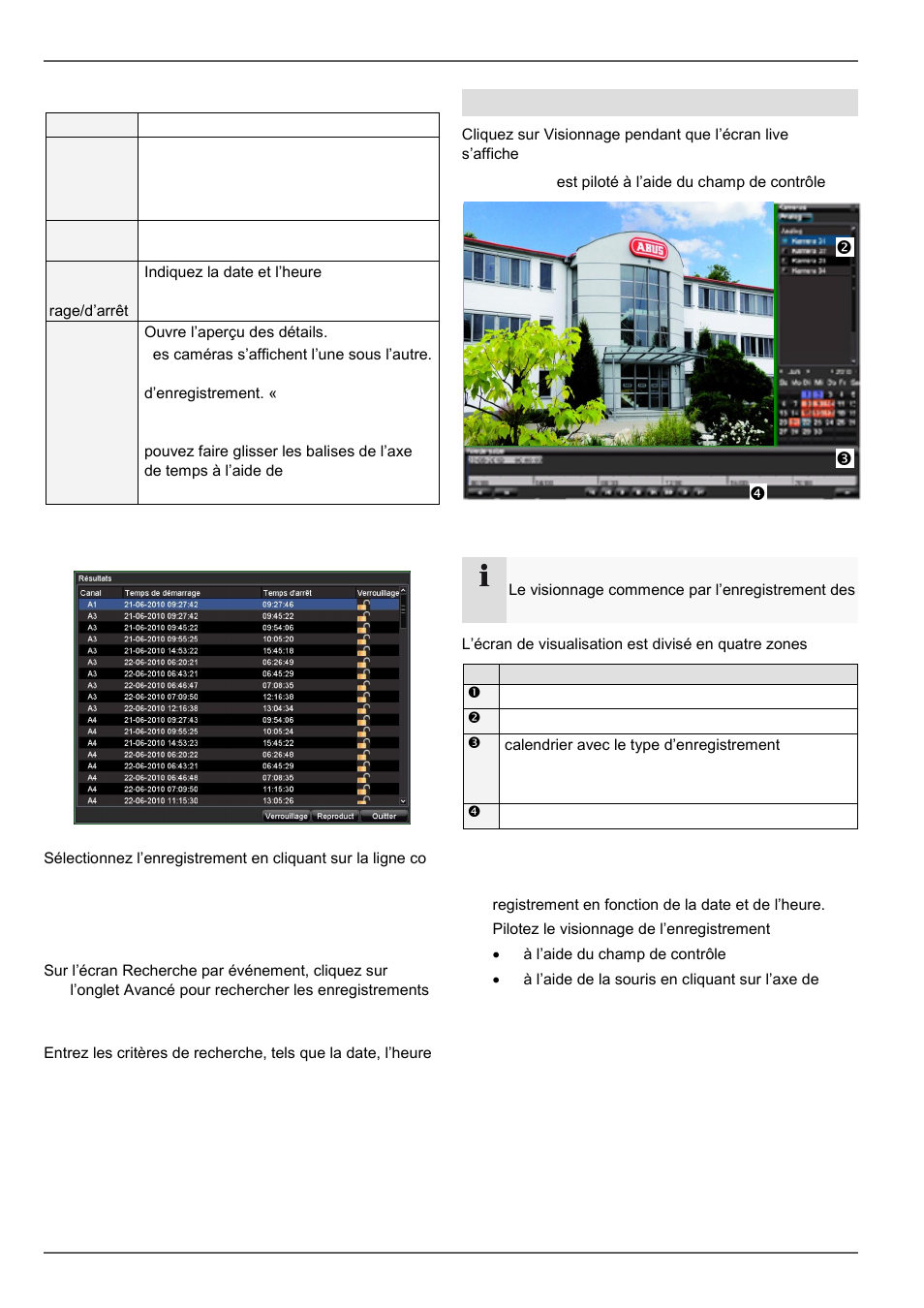 Visionnage : recherche avancée par évé- nement, Visionnage, Visionnage sur écran live | ABUS TVVR20001 User Manual | Page 147 / 313