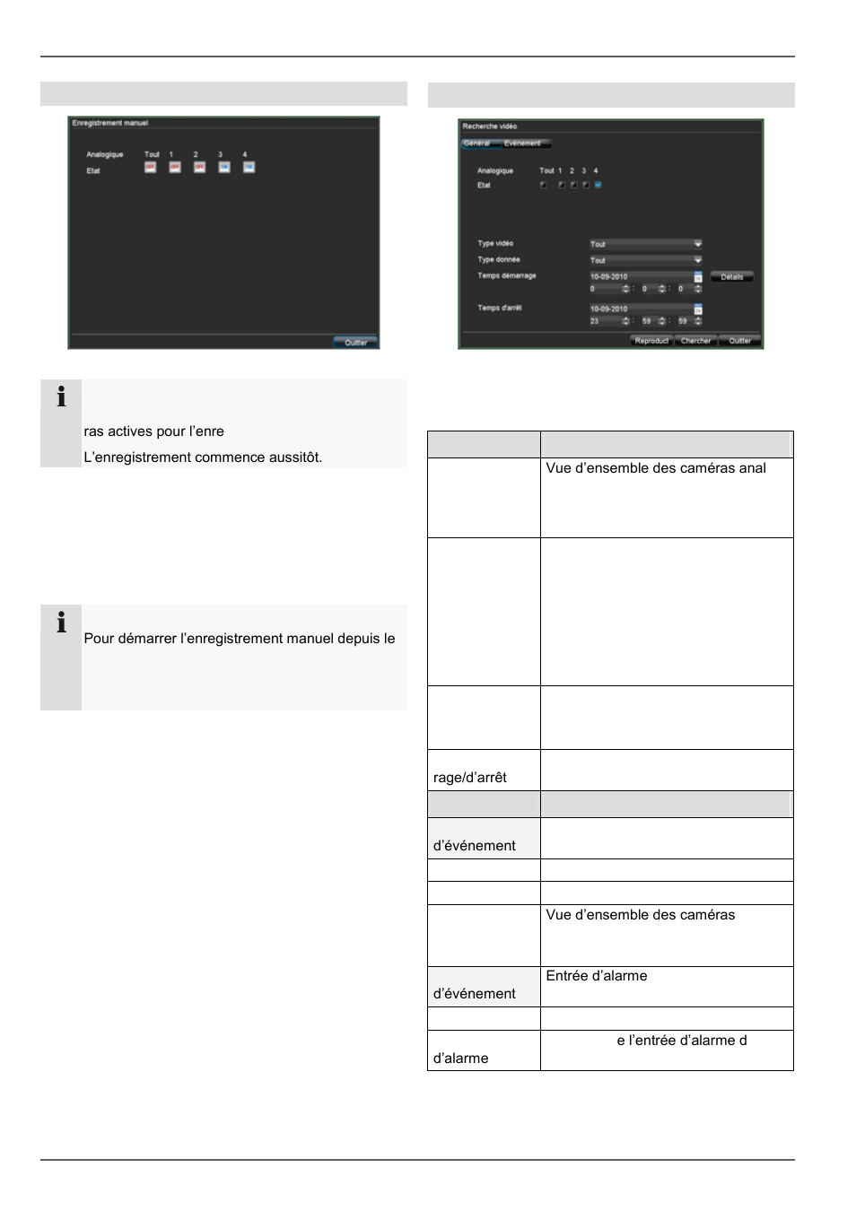 Paramètres de la recherche par événe- ment, Menu appareil, Enregistrement manuel | Recherche par événement | ABUS TVVR20001 User Manual | Page 153 / 313