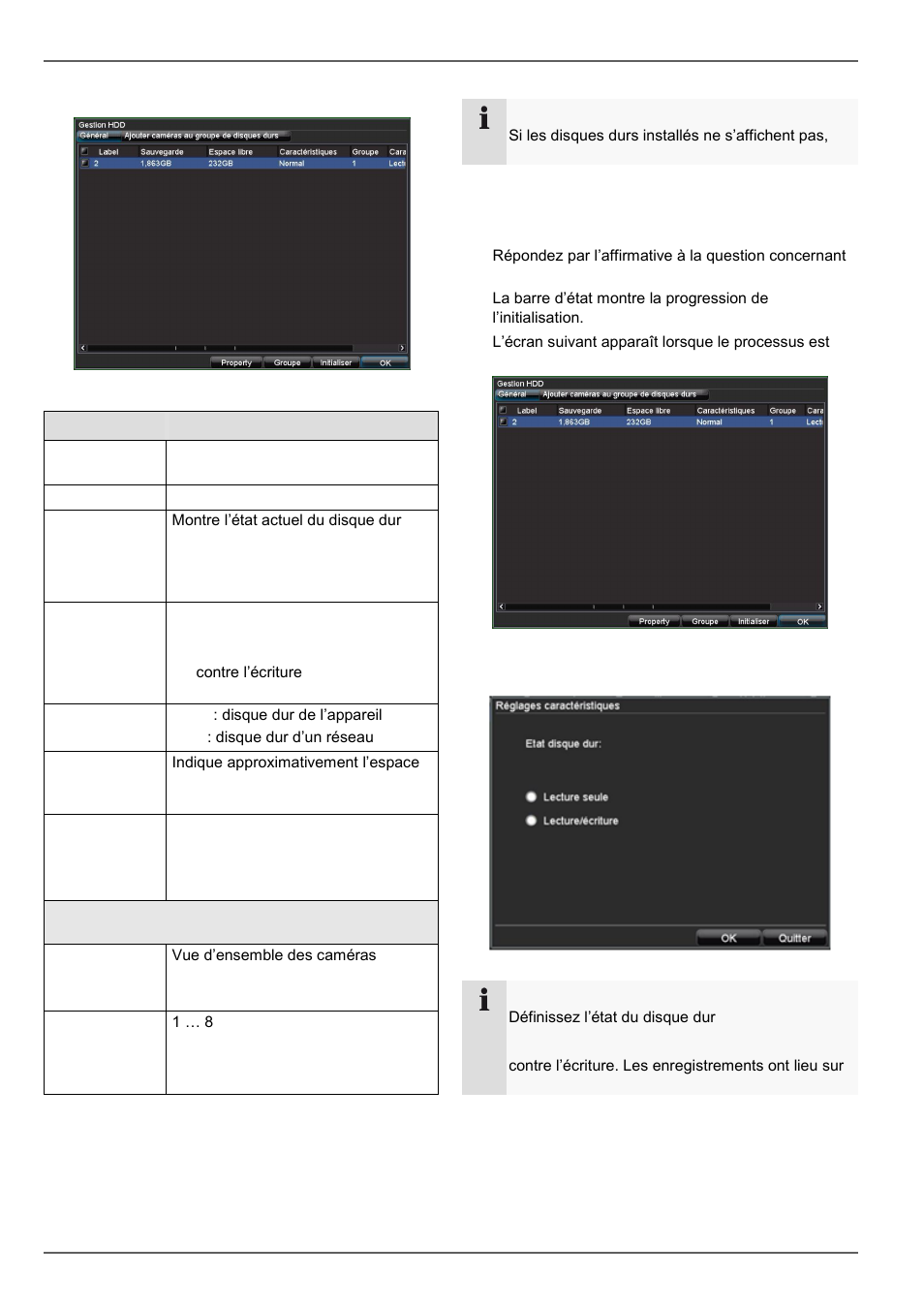 Disque dur initialiser, Paramètres de gestion de disque dur, Configuration du disque dur | Menu appareil | ABUS TVVR20001 User Manual | Page 157 / 313