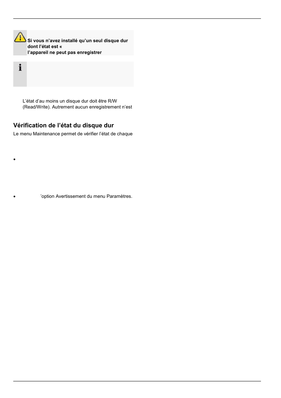 Vérification de l’état du disque dur, Configuration des alertes de disque dur, Menu appareil | ABUS TVVR20001 User Manual | Page 158 / 313