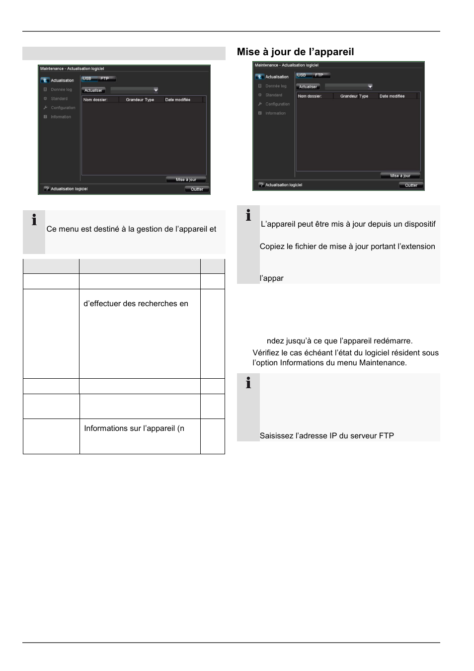 Mise à jour de l’appareil, Menu appareil, Maintenance | ABUS TVVR20001 User Manual | Page 165 / 313