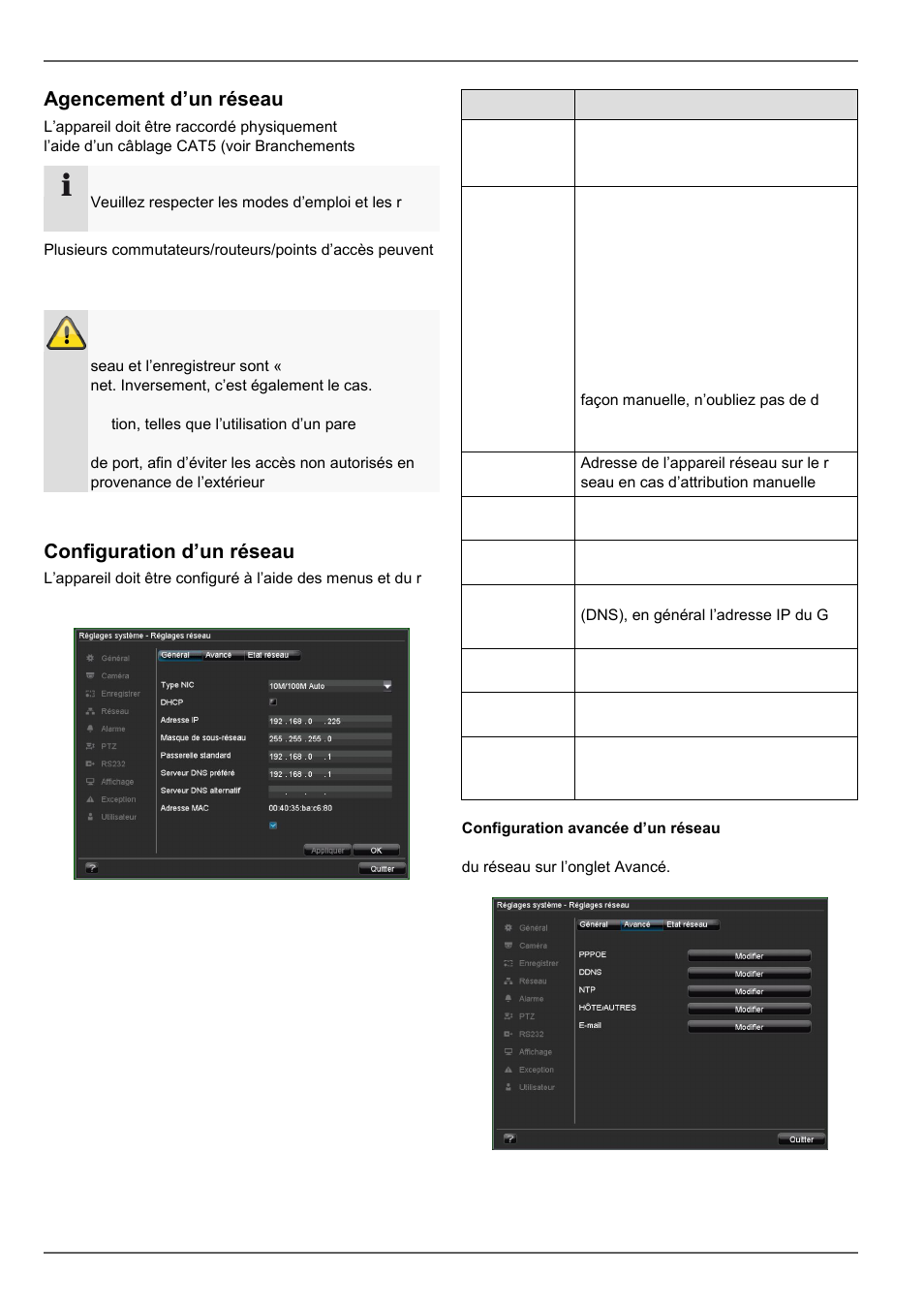 Agencement d’un réseau, Configuration d’un réseau, Réseau | ABUS TVVR20001 User Manual | Page 169 / 313
