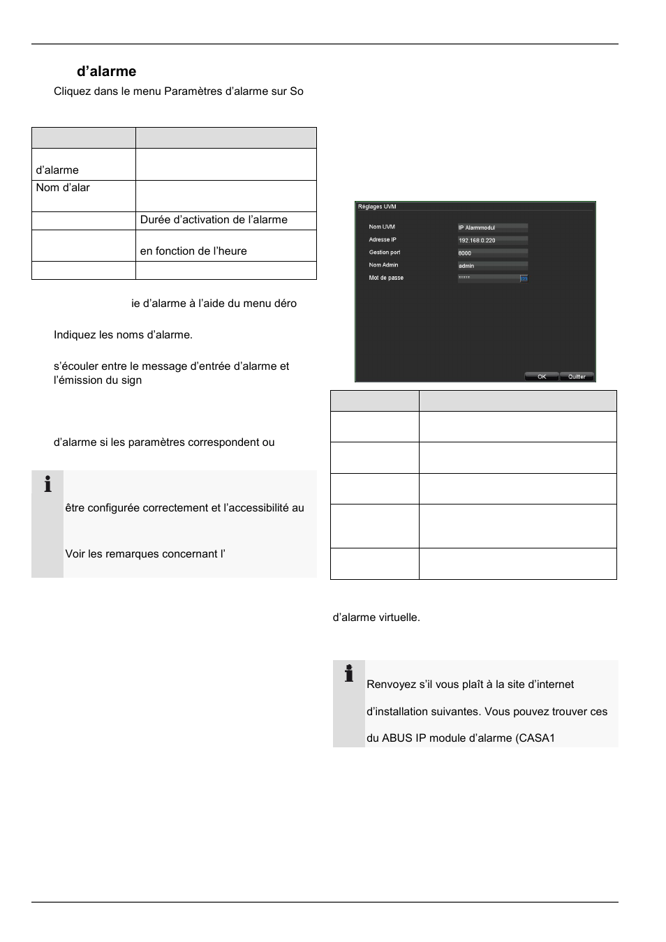 Sortie d’alarme, Module d'alarme ip, Alarme | ABUS TVVR20001 User Manual | Page 175 / 313