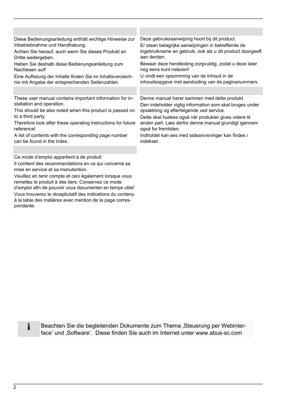 ABUS TVVR20001 User Manual | Page 2 / 313