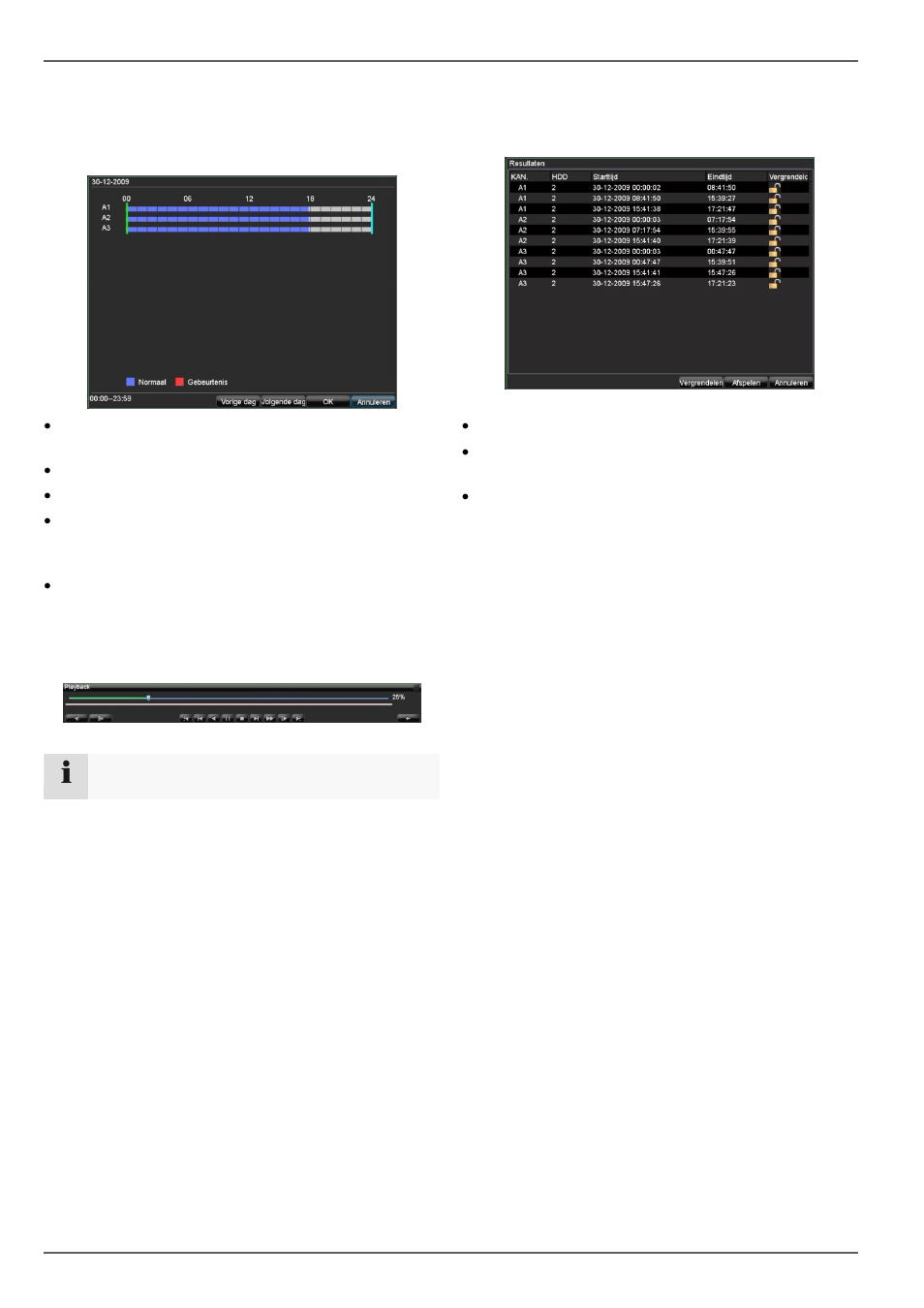 Resultaten, Hoofdmenu | ABUS TVVR20001 User Manual | Page 216 / 313