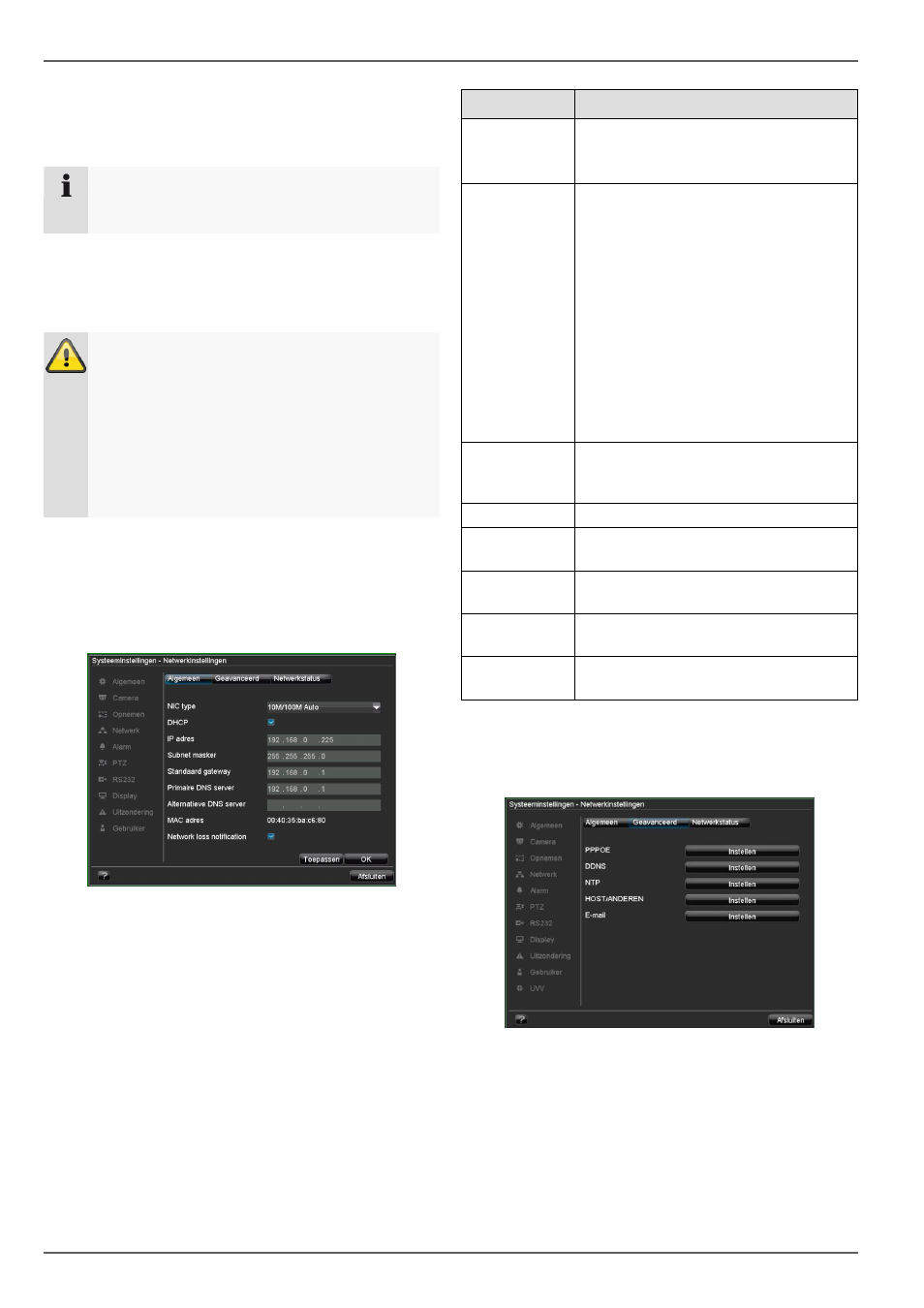 Opbouw van het netwerk, Netwerkconfiguratie, Netwerk | ABUS TVVR20001 User Manual | Page 231 / 313