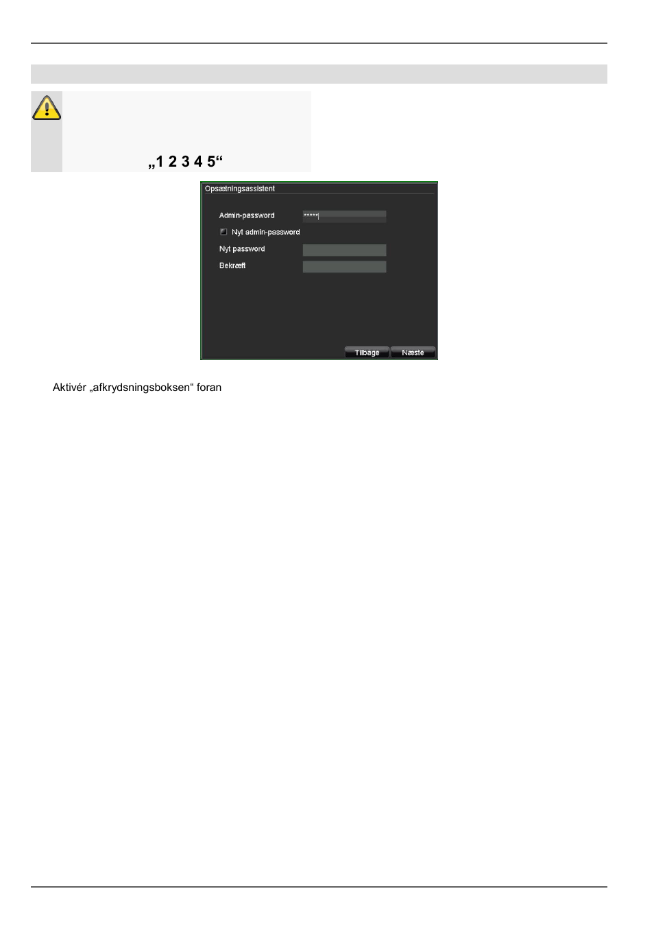 Indstillingsassistent, Indstilling af administratoren | ABUS TVVR20001 User Manual | Page 264 / 313