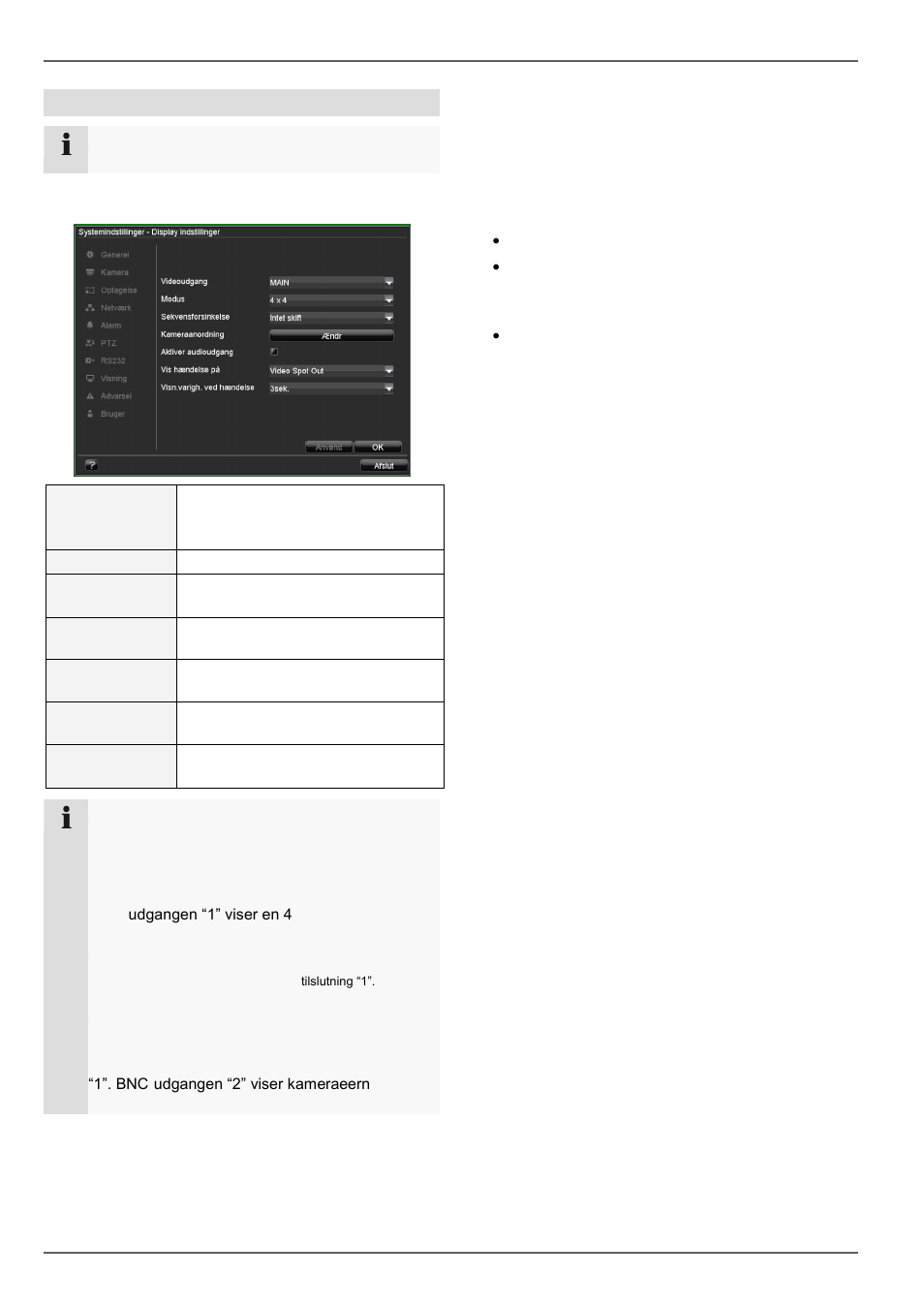 Indstilling af kameraudgangen, Live-visning, Indstillinger | ABUS TVVR20001 User Manual | Page 269 / 313