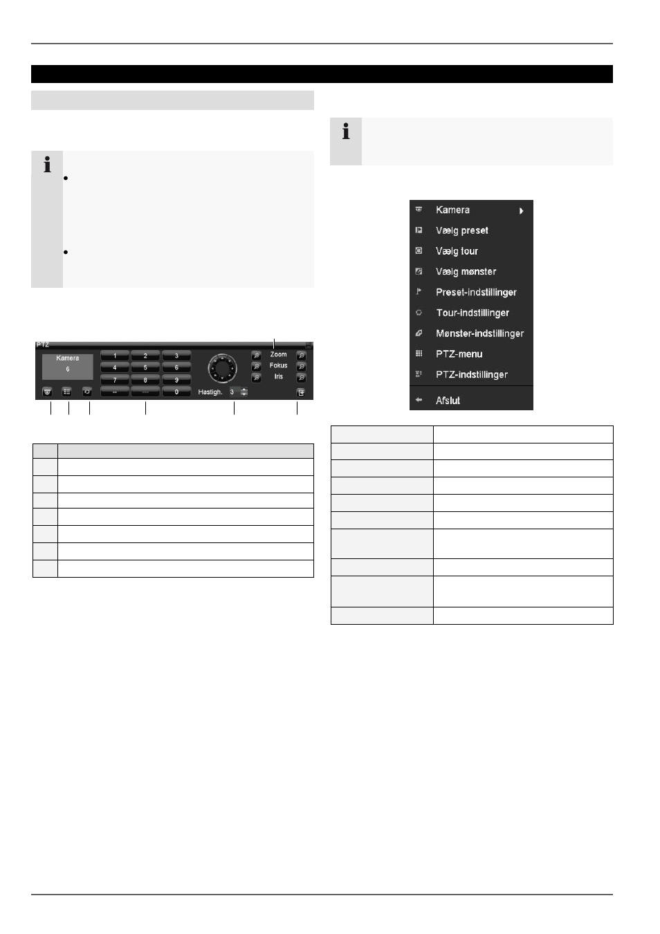 Styring via ptz-kontrolfeltet, Popup-menu ved musebetjening, Ptz-styring | Generelt | ABUS TVVR20001 User Manual | Page 276 / 313