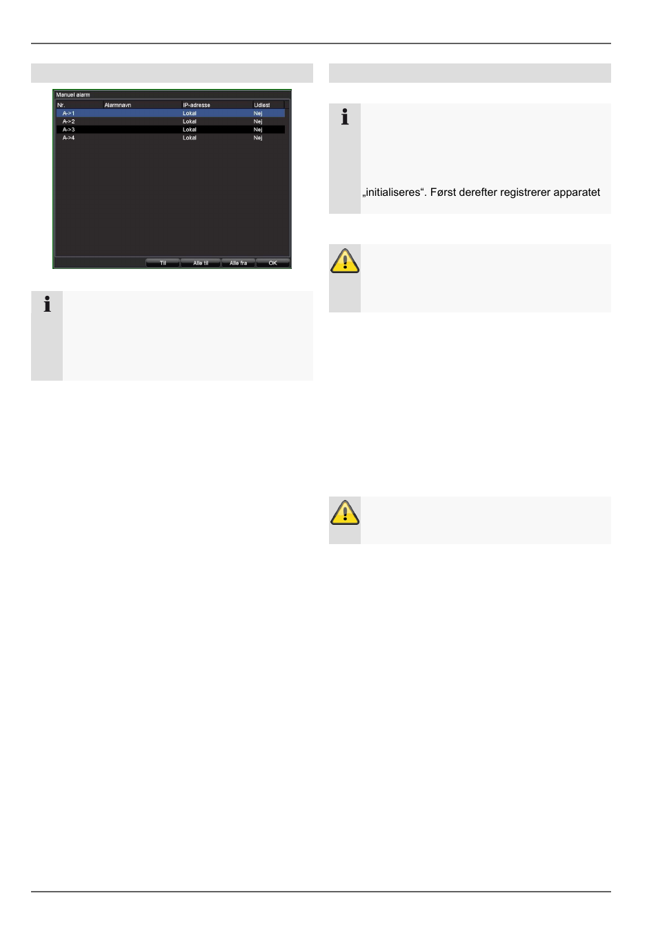 Indbygning af en harddisk, Apparatmenu, Manuel alarm | Harddisks | ABUS TVVR20001 User Manual | Page 284 / 313