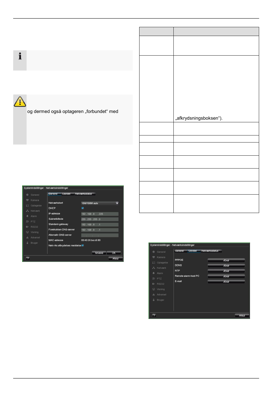 Netværksopbygning, Netværkskonfiguration, Netværk | ABUS TVVR20001 User Manual | Page 297 / 313