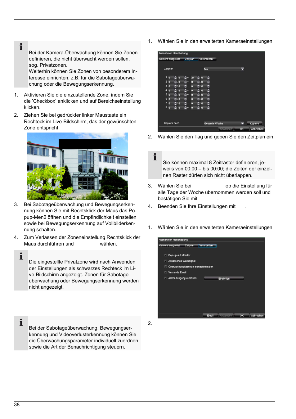 Einrichten von zonen, Zonen: zeitplan und benachrichtigung | ABUS TVVR20001 User Manual | Page 38 / 313