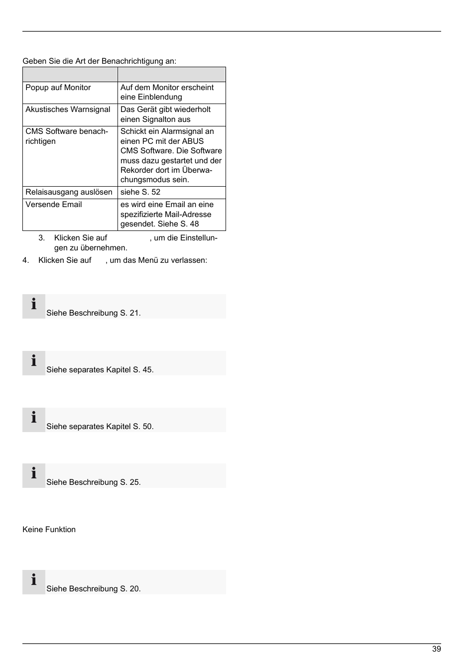 Einstellungen: aufzeichnung, Einstellungen: netzwerk, Einstellungen: alarm | Einstellungen: ptz, Einstellungen: rs232, Anzeige | ABUS TVVR20001 User Manual | Page 39 / 313