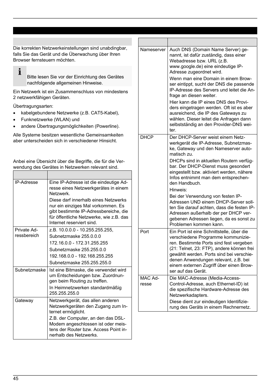 Netzwerk, Begriffe | ABUS TVVR20001 User Manual | Page 45 / 313