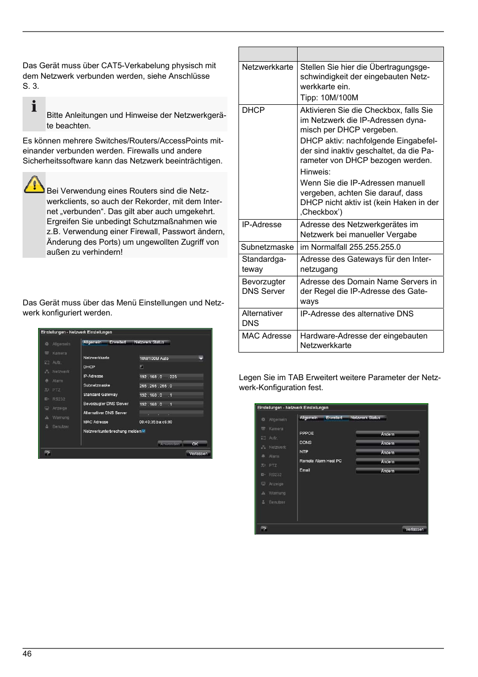 Netzwerkaufbau, Netzwerk-konfiguration | ABUS TVVR20001 User Manual | Page 46 / 313