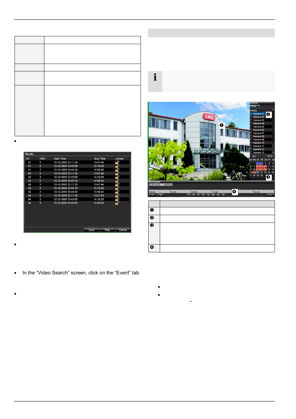Playback: advanced video search, Playback, Playback from the live view screen | ABUS TVVR20001 User Manual | Page 86 / 313