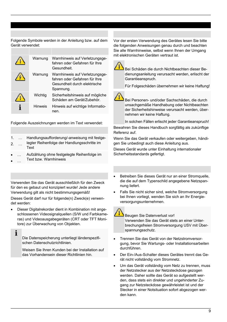 Wichtige sicherheitshinweise | ABUS TVVR20001 User Manual | Page 9 / 313