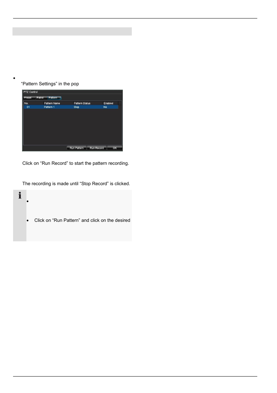 Ptz control, Pattern settings | ABUS TVVR20001 User Manual | Page 90 / 313