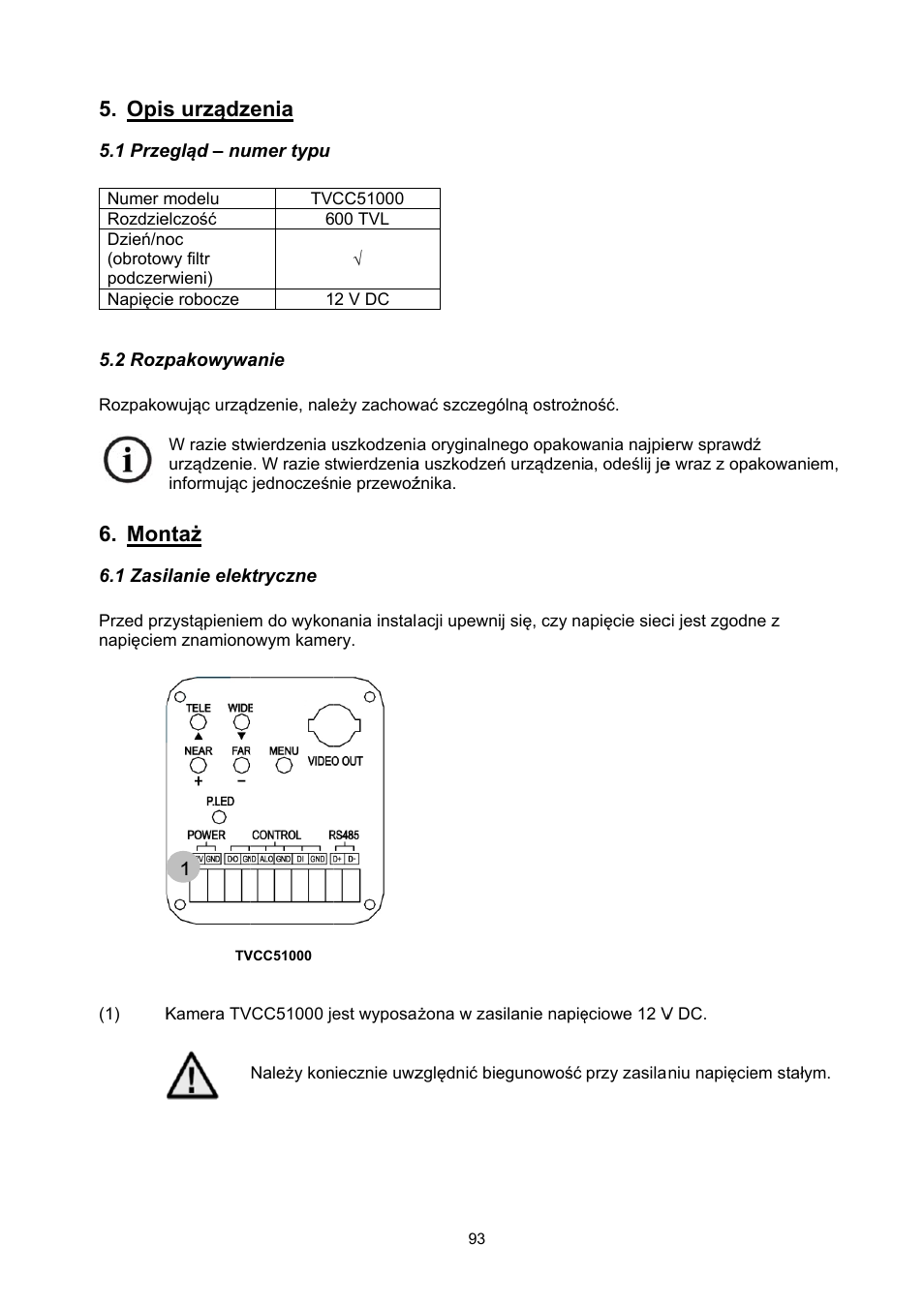 Opis, S urządz, Ntaż | 1enia | ABUS TVCC51000 User Manual | Page 93 / 105