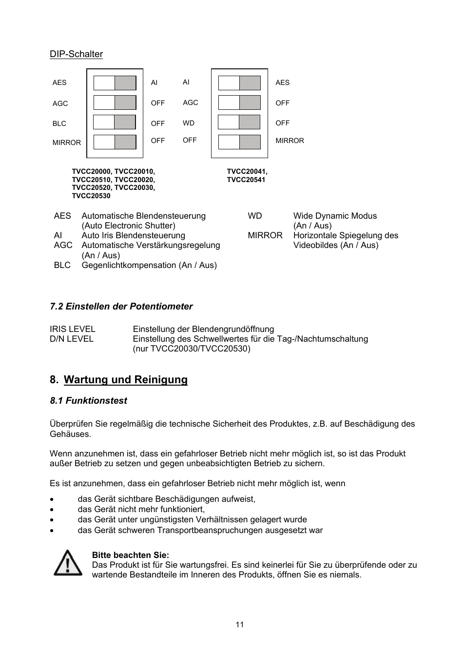 Wartung und reinigung | ABUS TVCC20000-TVCC20541 User Manual | Page 11 / 58