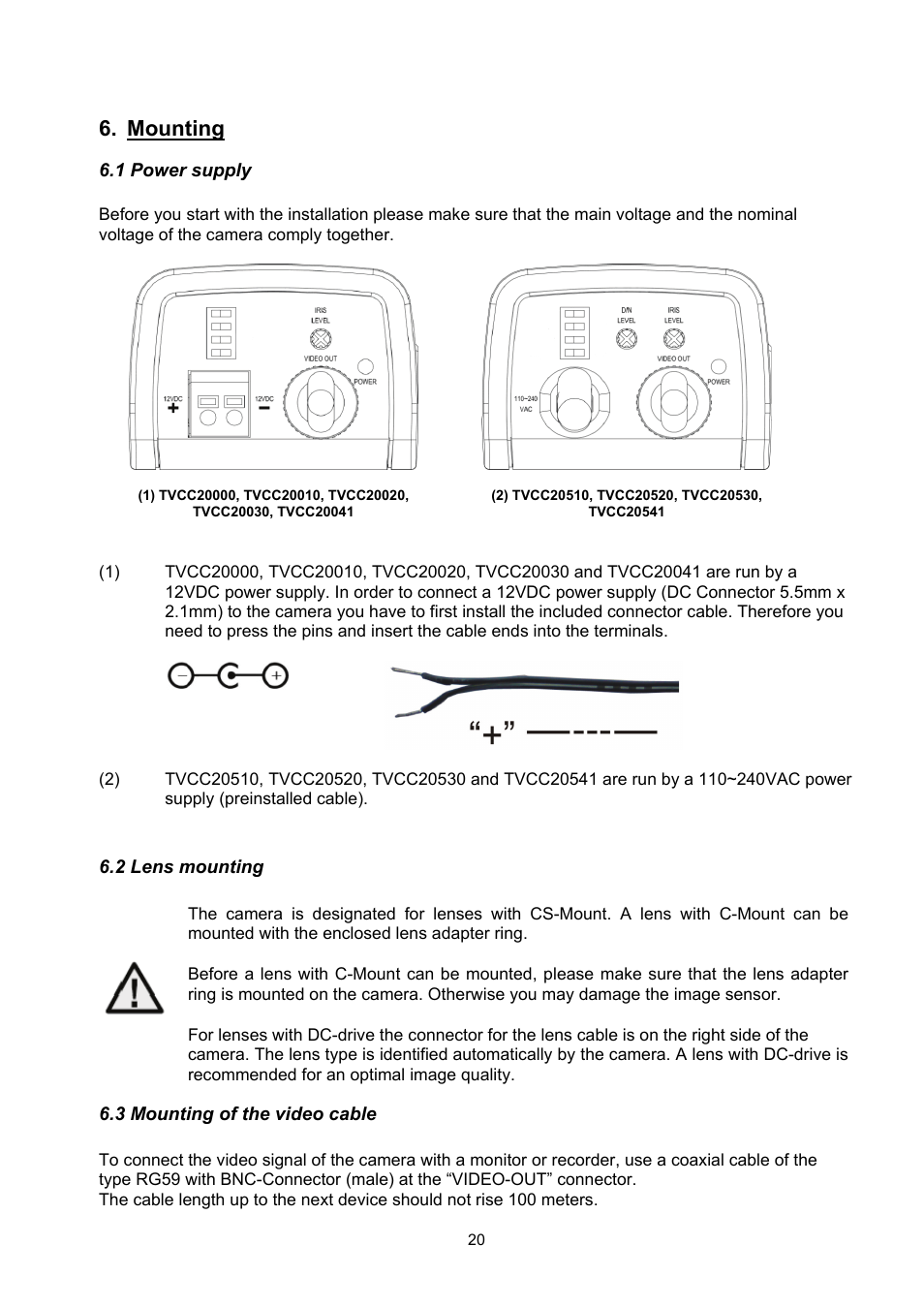 Mounting | ABUS TVCC20000-TVCC20541 User Manual | Page 20 / 58