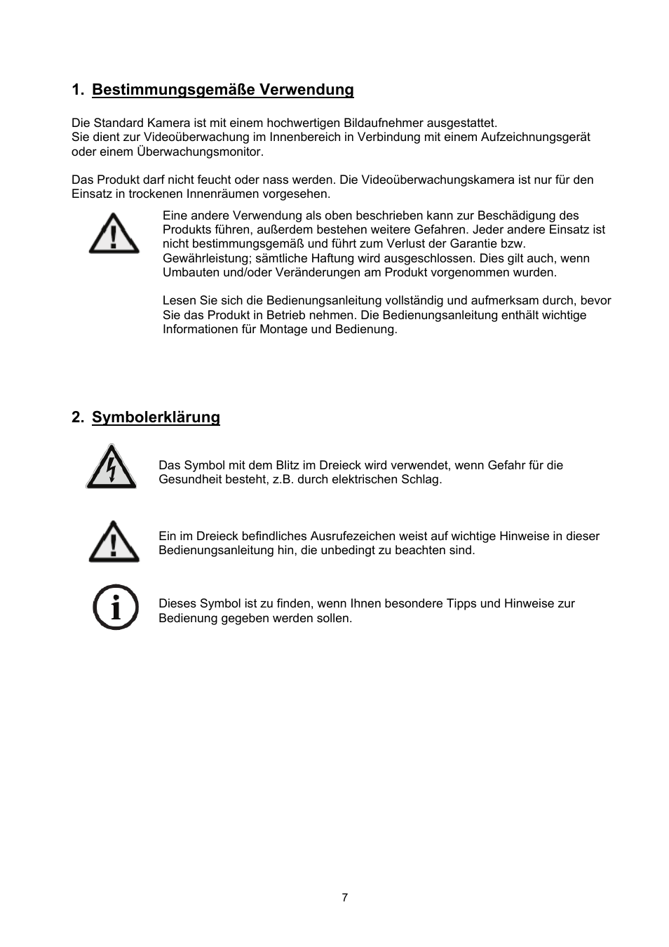 Bestimmungsgemäße verwendung, Symbolerklärung | ABUS TVCC20000-TVCC20541 User Manual | Page 7 / 58