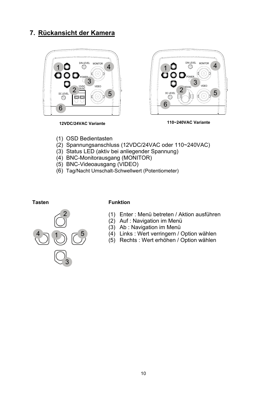 Rückansicht der kamera | ABUS TVCC50511 User Manual | Page 10 / 82