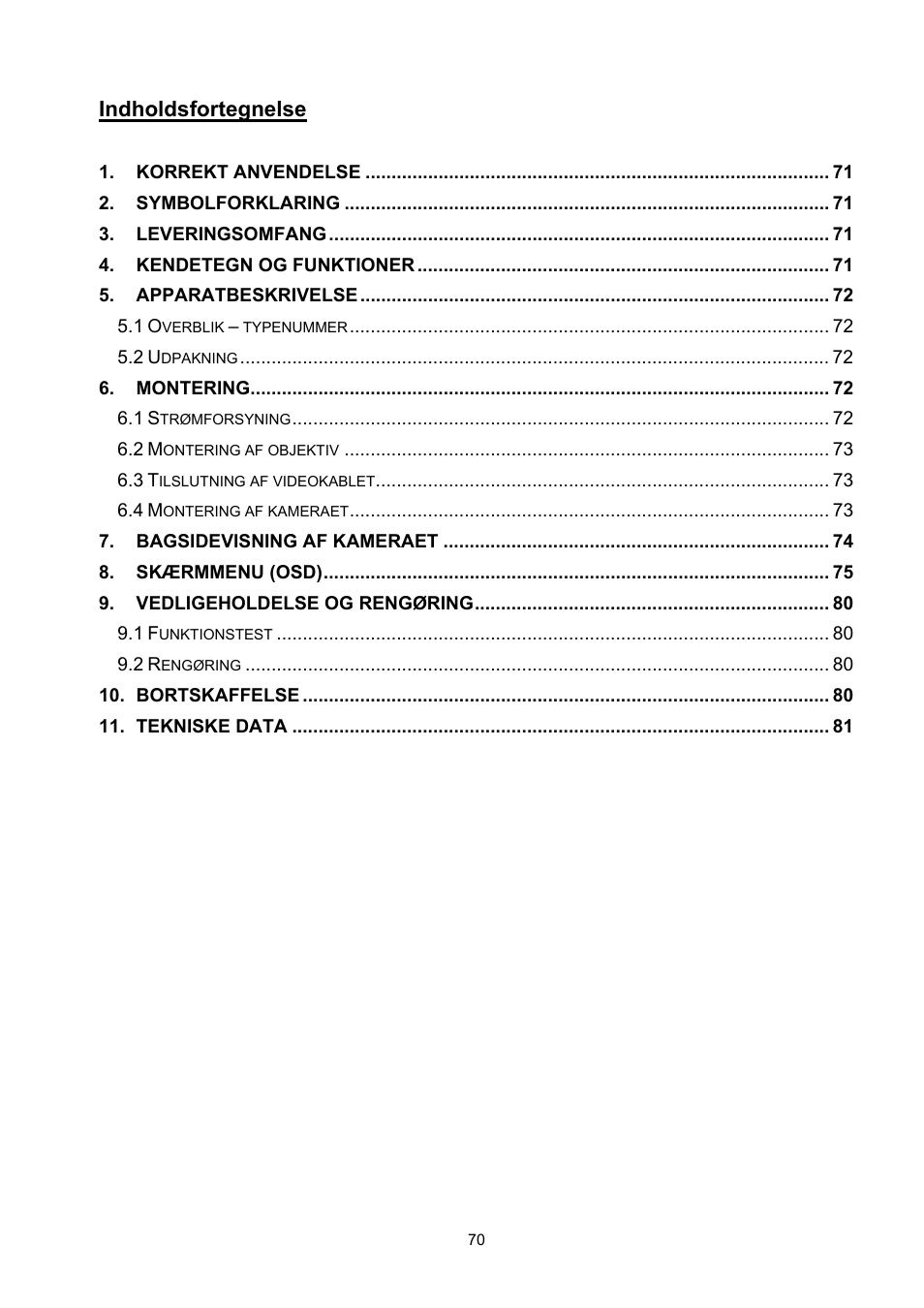 Indholdsfortegnelse | ABUS TVCC50511 User Manual | Page 70 / 82