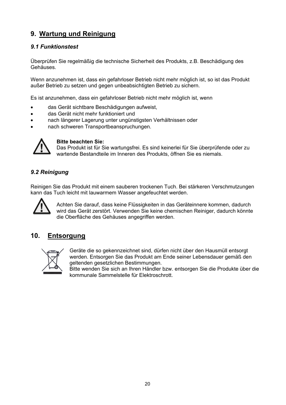 Wartung und reinigung, Entsorgung | ABUS TVCC50030 User Manual | Page 20 / 102
