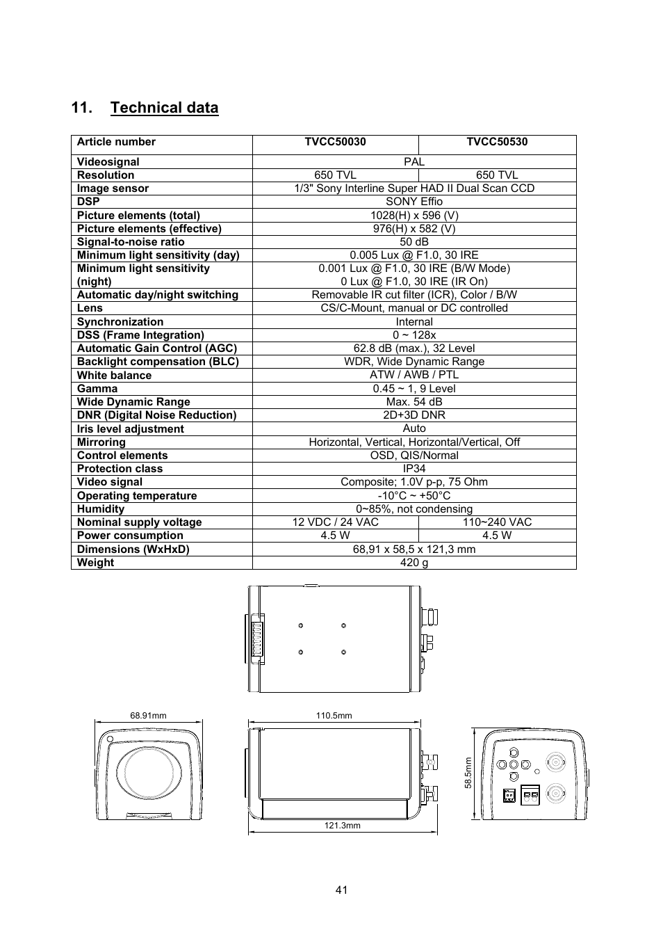 Technical data | ABUS TVCC50030 User Manual | Page 41 / 102