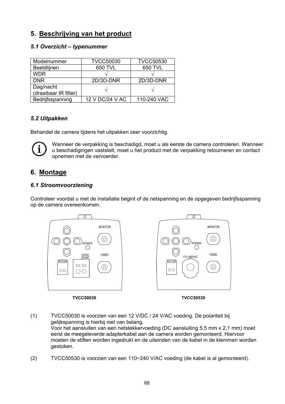 Beschrijving van het product, Montage | ABUS TVCC50030 User Manual | Page 68 / 102