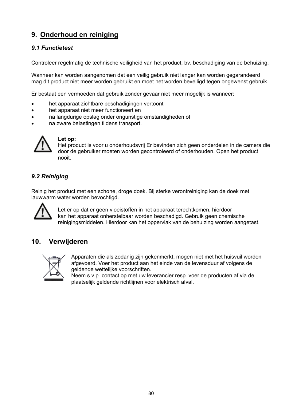 Onderhoud en reiniging, Verwijderen | ABUS TVCC50030 User Manual | Page 80 / 102