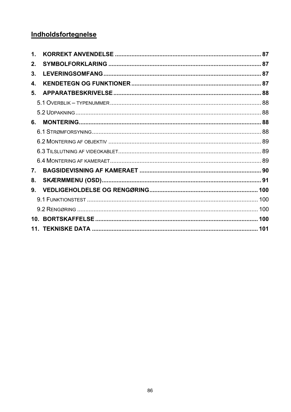 Indholdsfortegnelse | ABUS TVCC50030 User Manual | Page 86 / 102