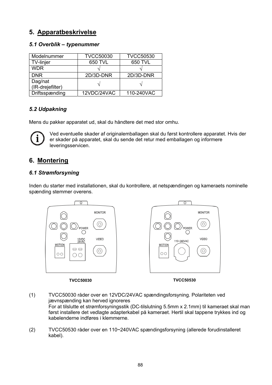 Apparatbeskrivelse, Montering | ABUS TVCC50030 User Manual | Page 88 / 102