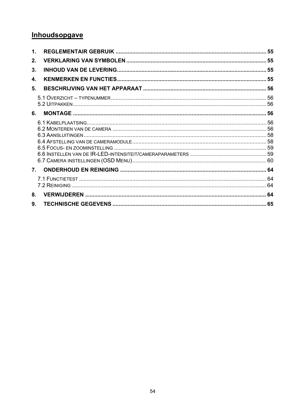 Inhoudsopgave | ABUS TVCC71000 User Manual | Page 54 / 82