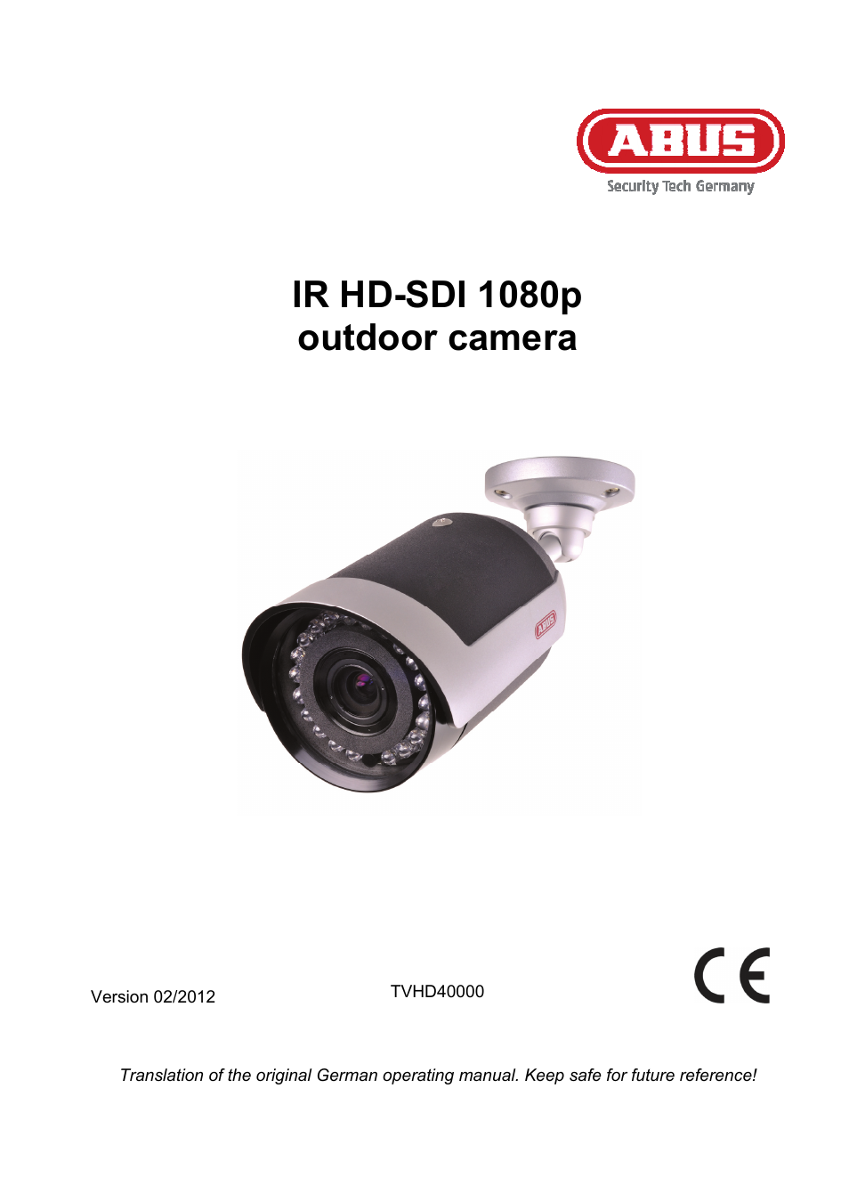 Ir hd-sdi 1080p, Outdoor camera | ABUS TVHD40000 User Manual | Page 15 / 74