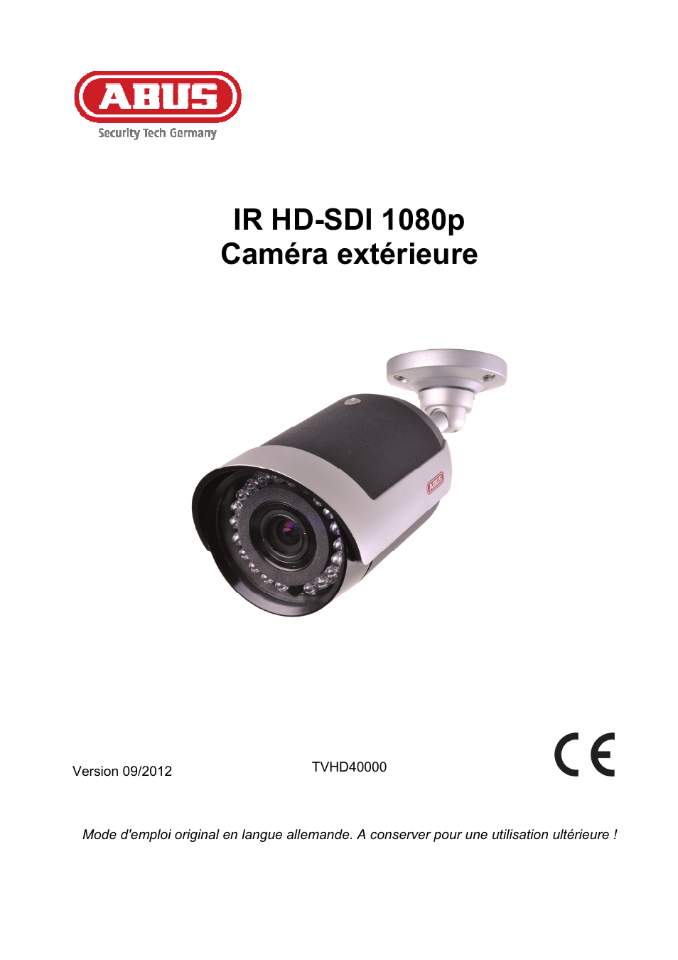 Ir hd-sdi 1080p, Caméra extérieure | ABUS TVHD40000 User Manual | Page 27 / 74