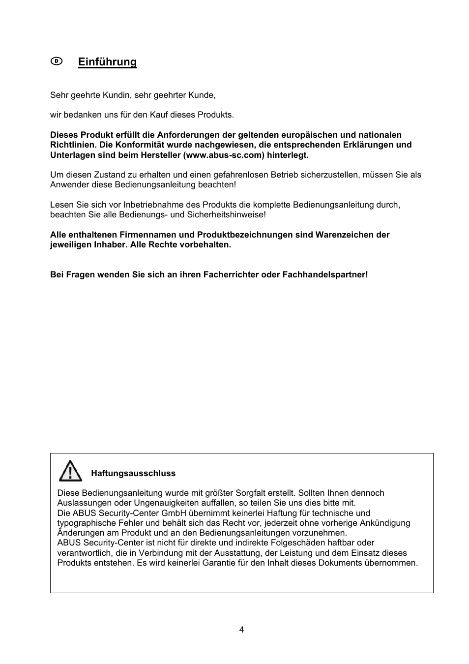 ABUS TVHD40000 User Manual | Page 4 / 74