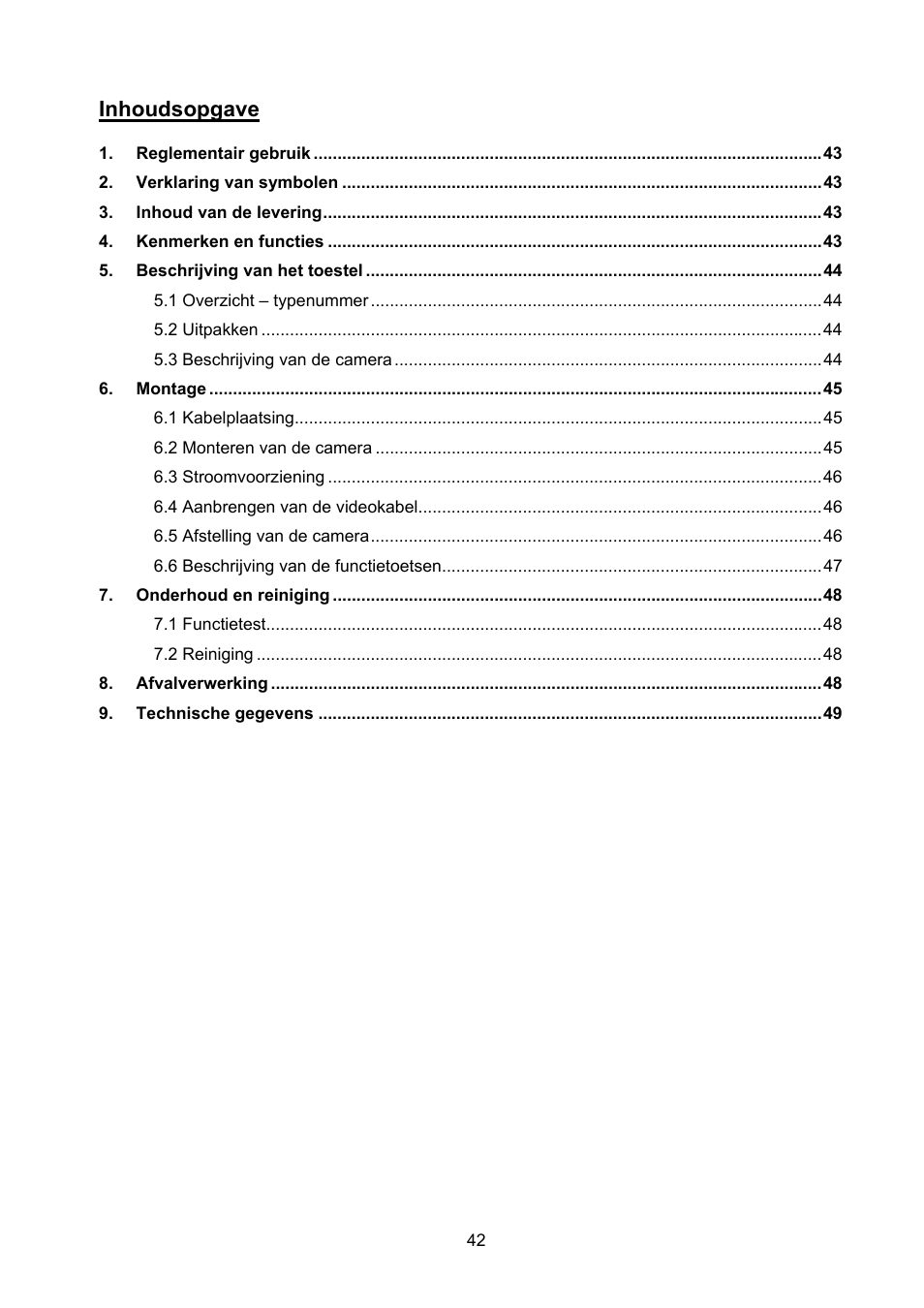 Inhoudsopgave | ABUS TVHD40000 User Manual | Page 42 / 74