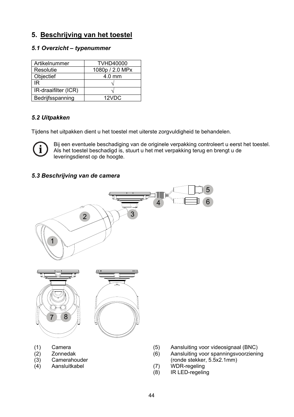 Beschrijving van het toestel | ABUS TVHD40000 User Manual | Page 44 / 74