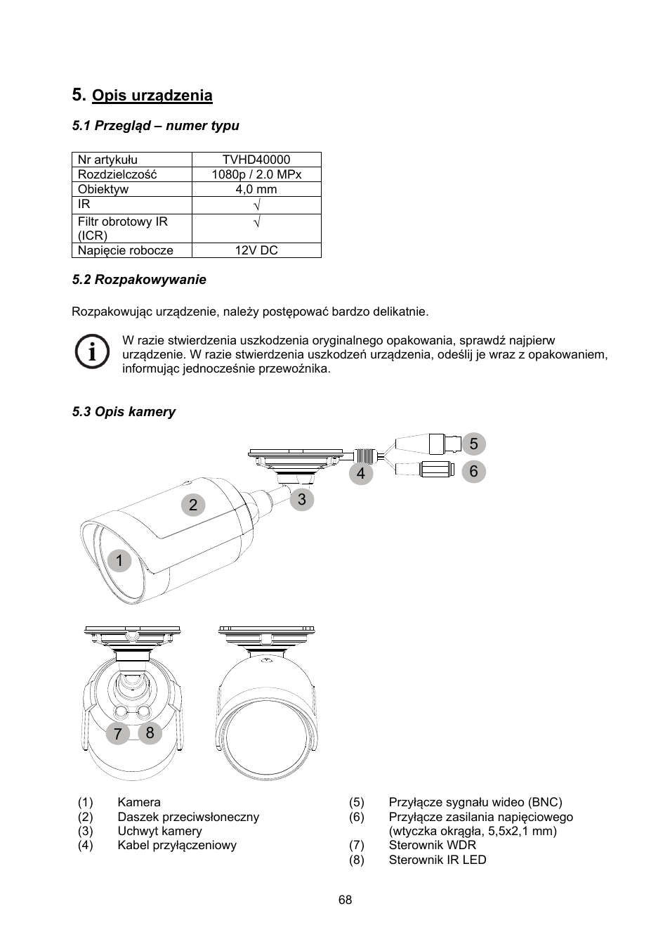 Opis urządzenia | ABUS TVHD40000 User Manual | Page 68 / 74