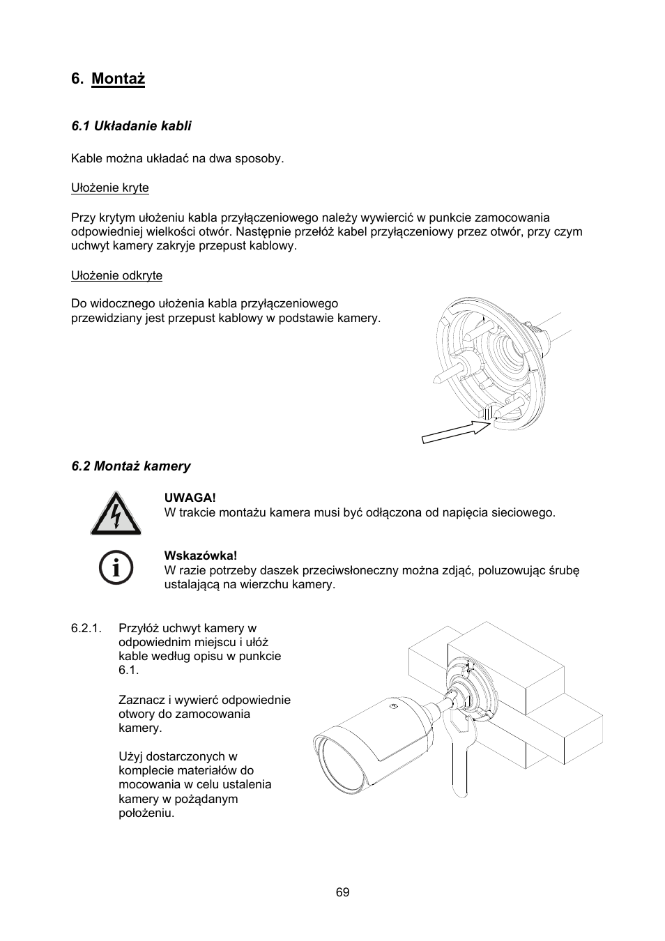 Montaż | ABUS TVHD40000 User Manual | Page 69 / 74