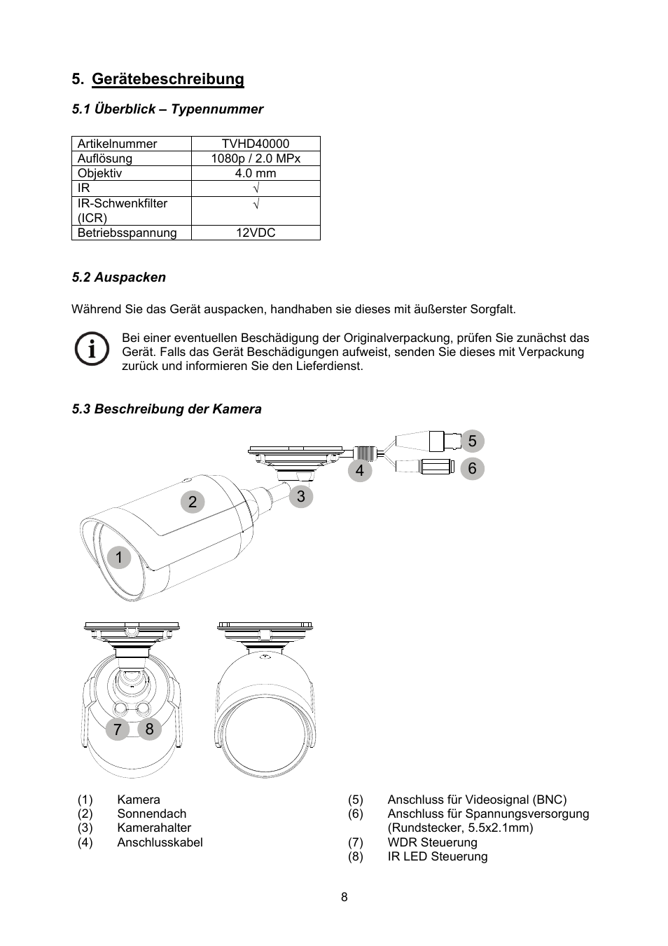 Gerätebeschreibung | ABUS TVHD40000 User Manual | Page 8 / 74