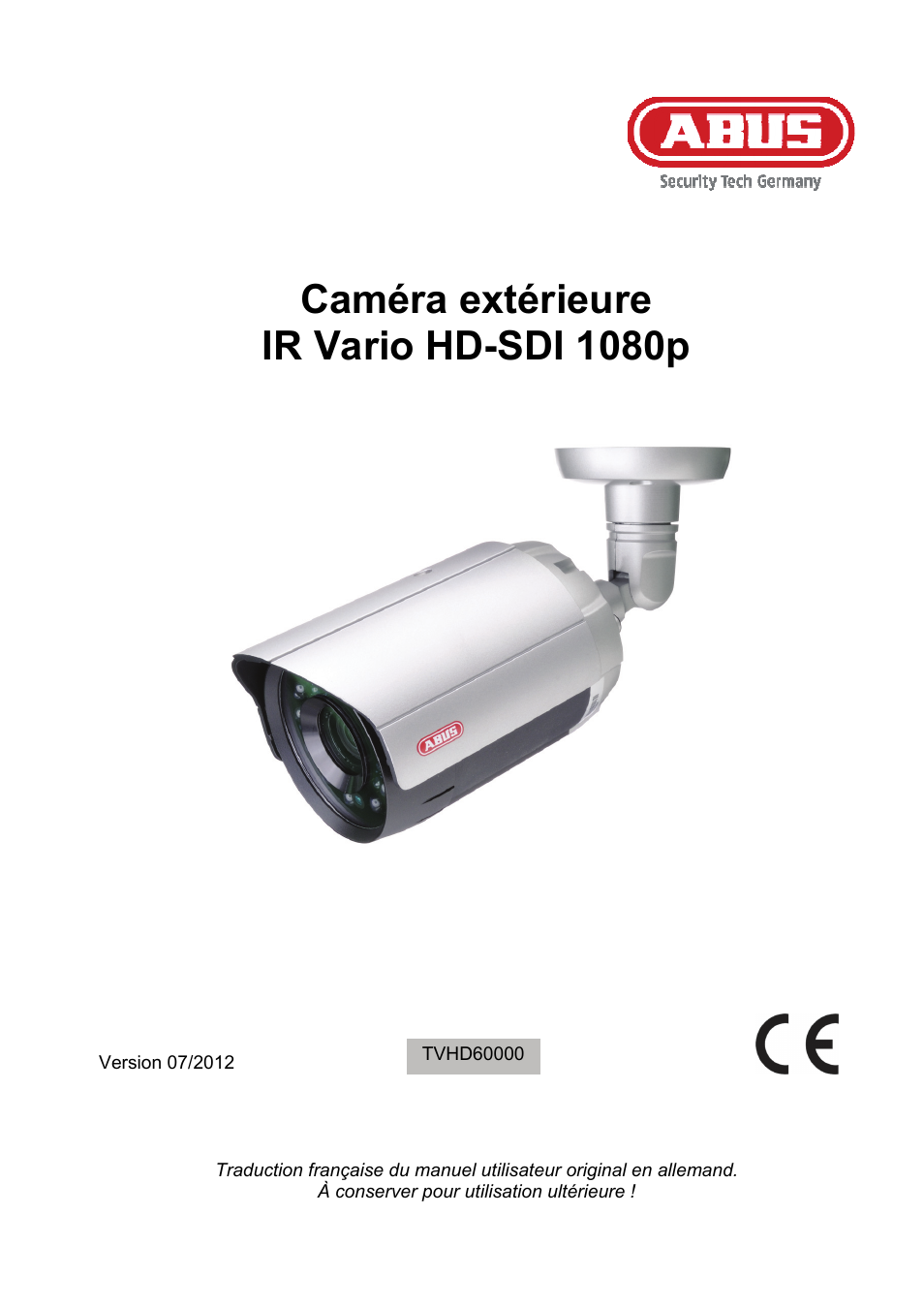 Caméra extérieure, Ir vario hd-sdi 1080p | ABUS TVHD60010 User Manual | Page 39 / 111